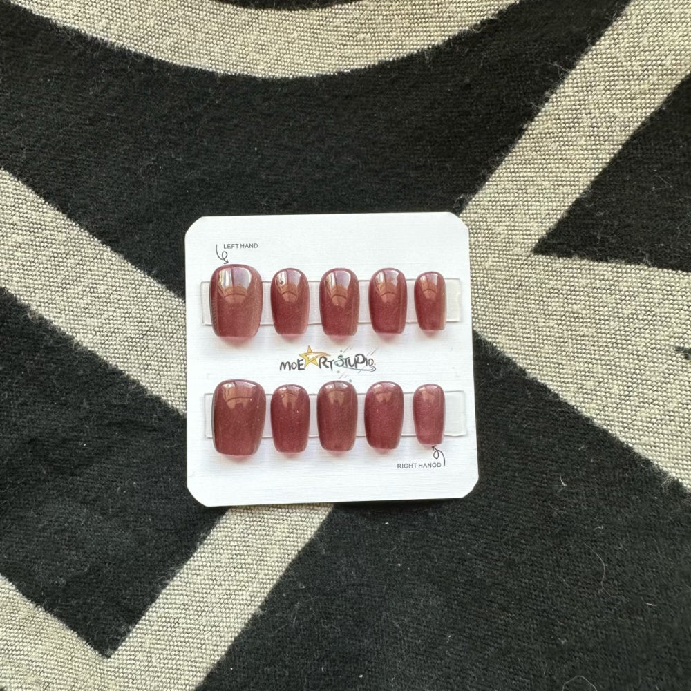 Cat Eye Press On Nails Fake Nails Short Square Nails Purple Series