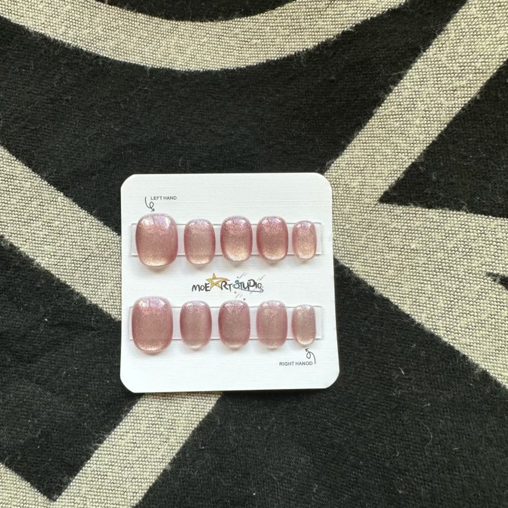 Cat Eye Press On Nails Fake Nails Short Square Nails Purple Series