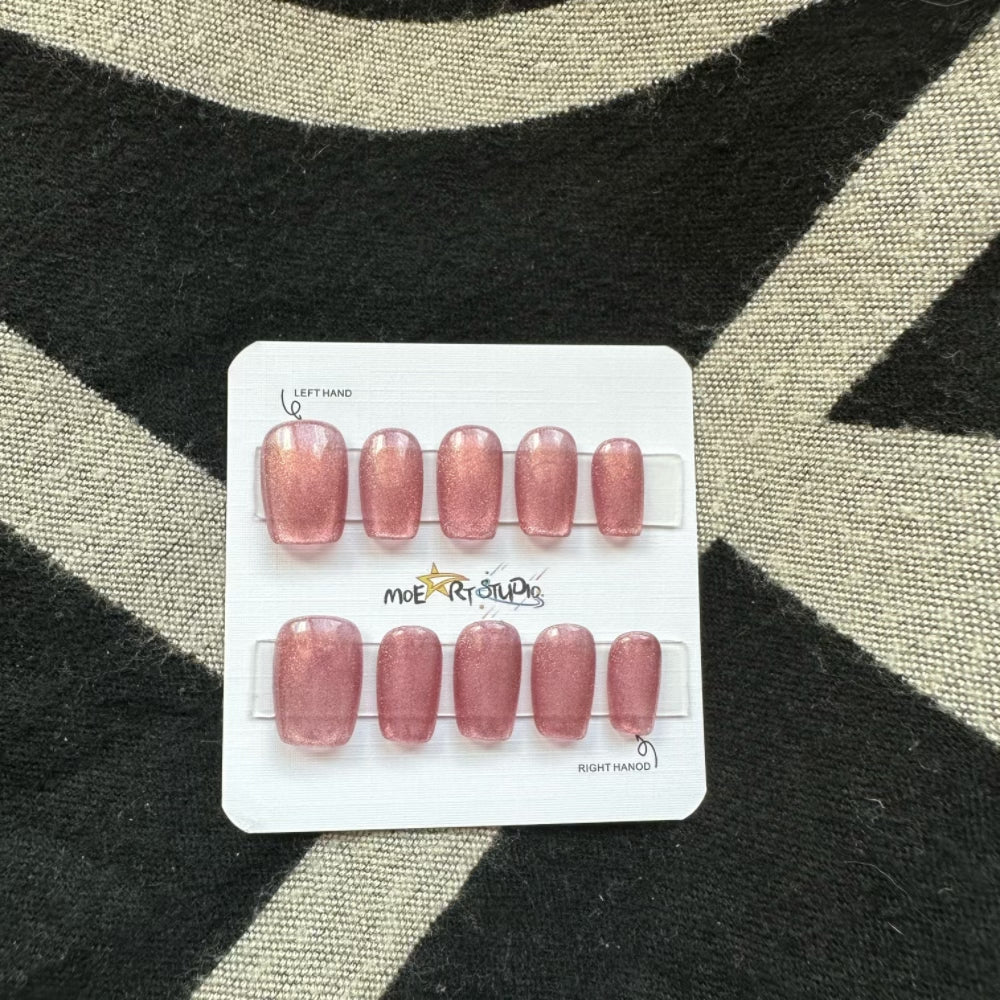 Cat Eye Press On Nails Fake Nails Short Square Nails Purple Series